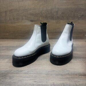 Dr. Martens Quad Platform White Leather Chelsea Boots Women's Size 7